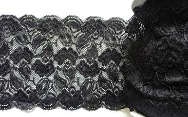 Stretch Lace 15.5 cm (10 m), Black